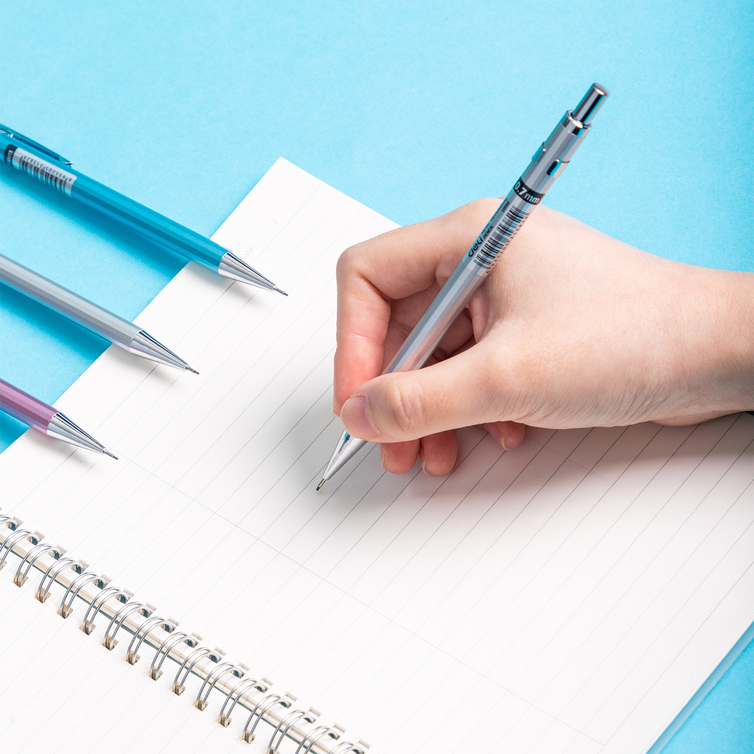 Deli Metal Mechanical Pencil 0.5mm / 0.7mm with Lead Retractable Black Lead Pencils Stationery
