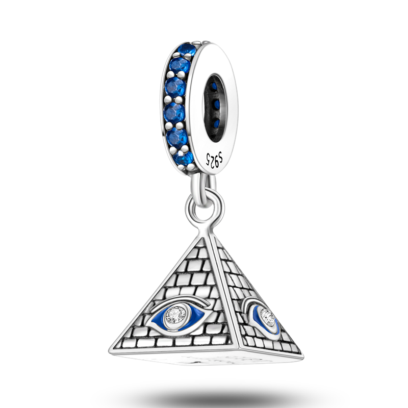 Hamsa-abalorios de mano de plata 925 auténtica, amuleto de mano de fátima con ojos azules de la suerte, compatible con pulsera Original, joyería: KTC174