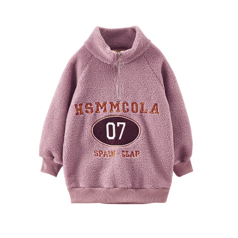 Tonårsbarn fleecetröja höst vinterw tryck dragkedja huvtröja tjock avslappnad sweatshirt för flickor toppar barn 8 y barnkläder