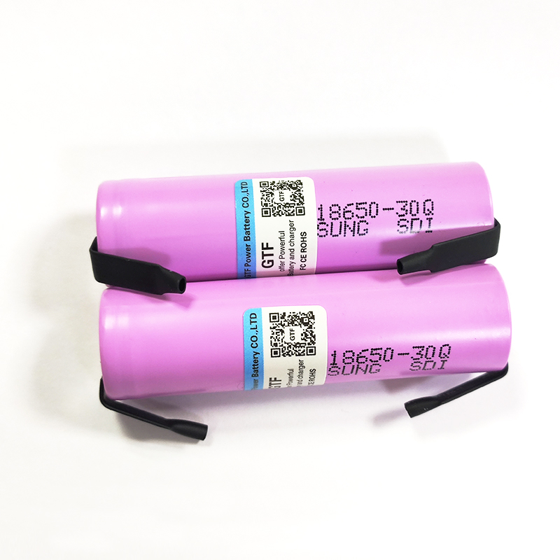 3000 mah 100%  kapacitet 3.7v 18650 batteri för samsung 30q inr 18650 30q 20a uppladdningsbart li-ion batteri + diy nicke