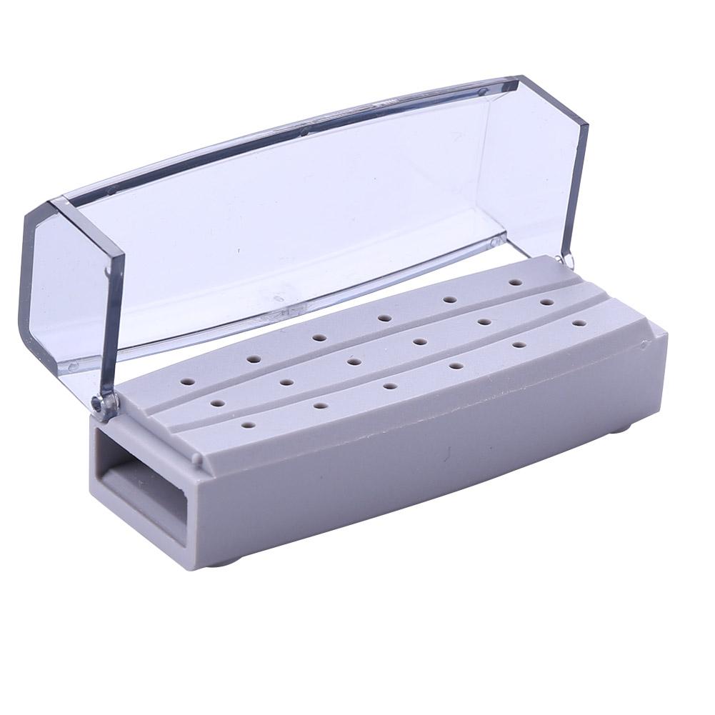 Dental Burs Stand Sterilizable Organizer Rack Displayer with Transparent Cover Easy to Use Save a Lot of Space Gray