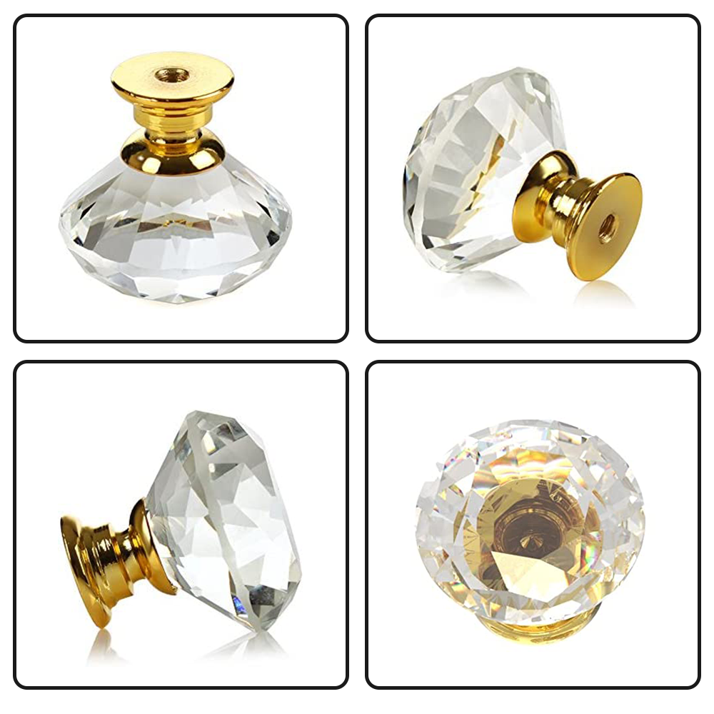 Pomelli in cristallo a forma di diamante, 20 pezzi/impostato, 30 mm, maniglie per cassetti, armadi da cucina, ante dell'armadio