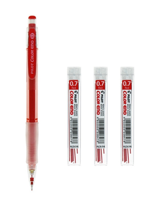 Pilot HCR-197 COLOR ENO 0.7mm Mechanical Pencil and Refill Set 1 Pencil plus 3 Tubes of Pencil Refills