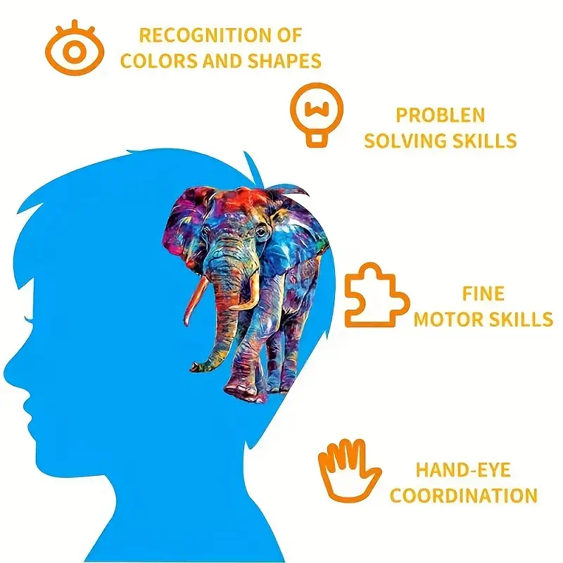 Juego de rompecabezas de madera de elefante, piezas en forma de animal, rompecabezas, juguetes con paquete, de Navidad, decoración del hogar, juego familiar