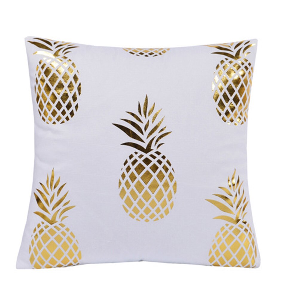 BeddingOutlet Bronzing Kussenhoes Goud Zwart Wit Kussensloop Geometrische Decoratieve Kussensloop Sofa Blad Kussenslopen 45x45