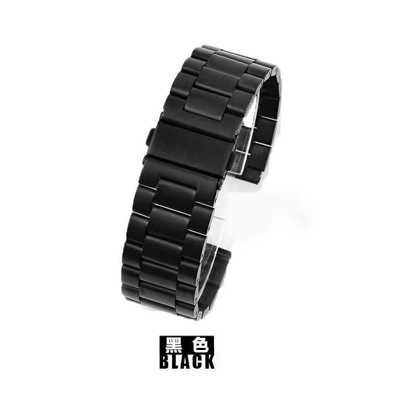 Urrem til samsung gear  s3 frontier klassisk urrem rustfrit stål urrem ur 46mm tilbehør 16 18 20 22 24mm: Sort / 18mm