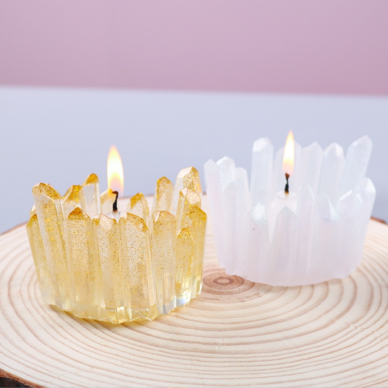 DIY Crystal Stone Candle Holder Silicone Mold Jewelry Decoration Ore Storage Box Epoxy Resin Mould