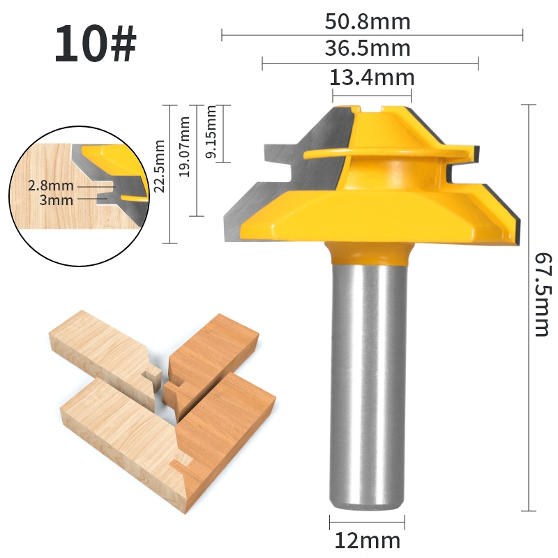 YUSUN 1 pieza 45 ° Broca enrutadora de inglete con bloqueo de grados, fresa para carpintería, herramientas de madera: 32 mm