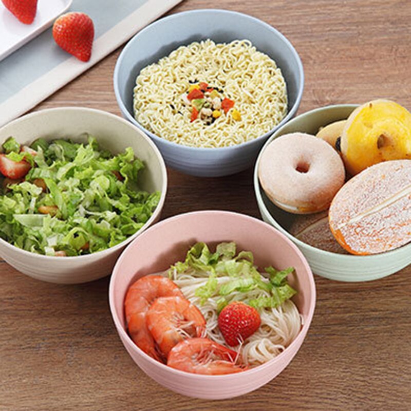 6Inch Tarwe Stro Grote Kom Huishouden Noodle Soep Kom Studentenflat Instant Noodle Kom Anti-Brandwonden En -Slip Kom