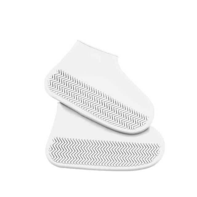 Neue Silikon Wasserdichte Schuh Abdeckung Material unisex Schuhe Protektoren Regen Stiefel für drinnen draussen Regnerischen Tage: Weiß / M