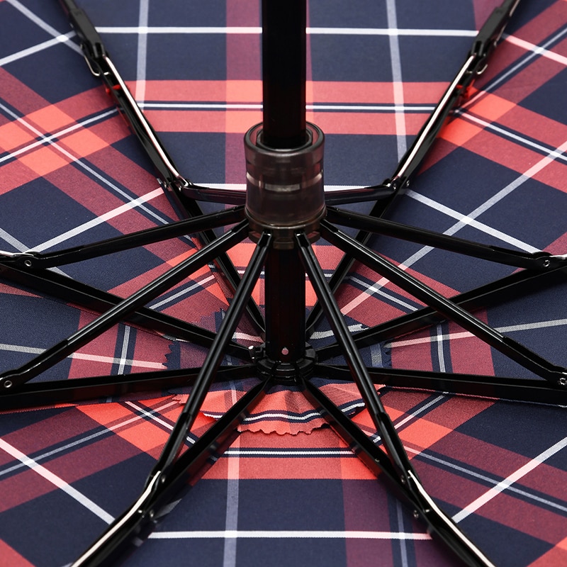 Scottish Plaid Umbrella Rain Women Bamboo Long Handle Umbrellas Windproof 8 K Stick Golf Umbrella Folding 190T Pongee Paraguas