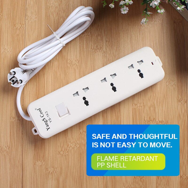 Universal Standard Plug Home USB extension lead power strip, 3 way socket,Board Strips Outlet socket, 2M, 2500W, UK EU US Plug