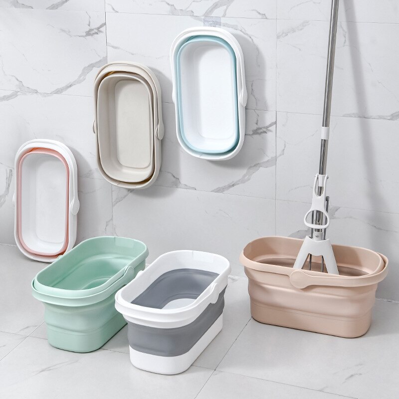 Foldable drainage bucket household large washing mop bucket portable rectangular water storage laundry bathroom plastic bucket