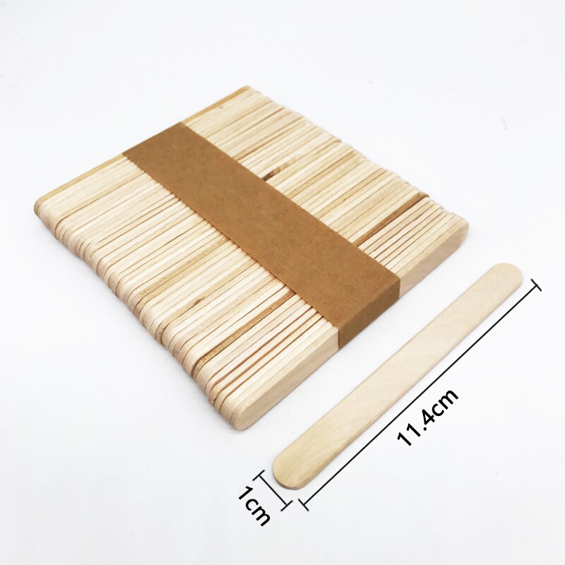 50pcs Coloré Bâtons de Popsicle En Bois Naturel Bâton de Crème Glacée En Bois Enfants BRICOLAGE Artisanat D'art Sucette Gâteau Outils Signets Accessoire