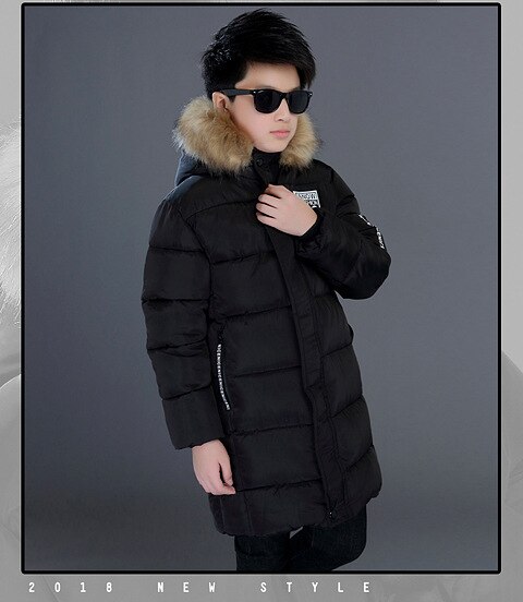 Chaqueta de invierno para niños y adolescentes, abrigo informal grueso y cálido con capucha, abrigos largos de plumas para niños de 4 a 12 años, novedad de