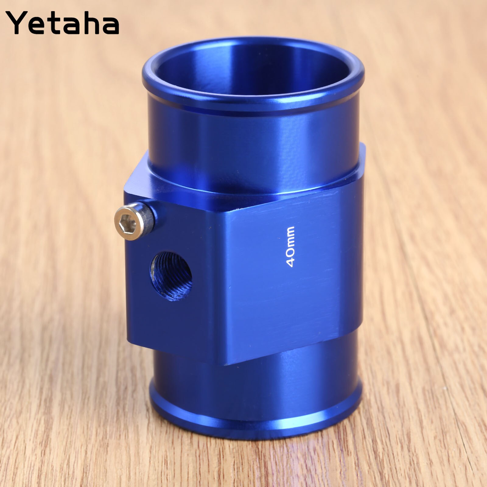 40mm Blue Auto Car Water Temperature Sensor Water Temp Joint Pipe Hose Adapter Water Temp Gauge Meter Aluminium With Clamps