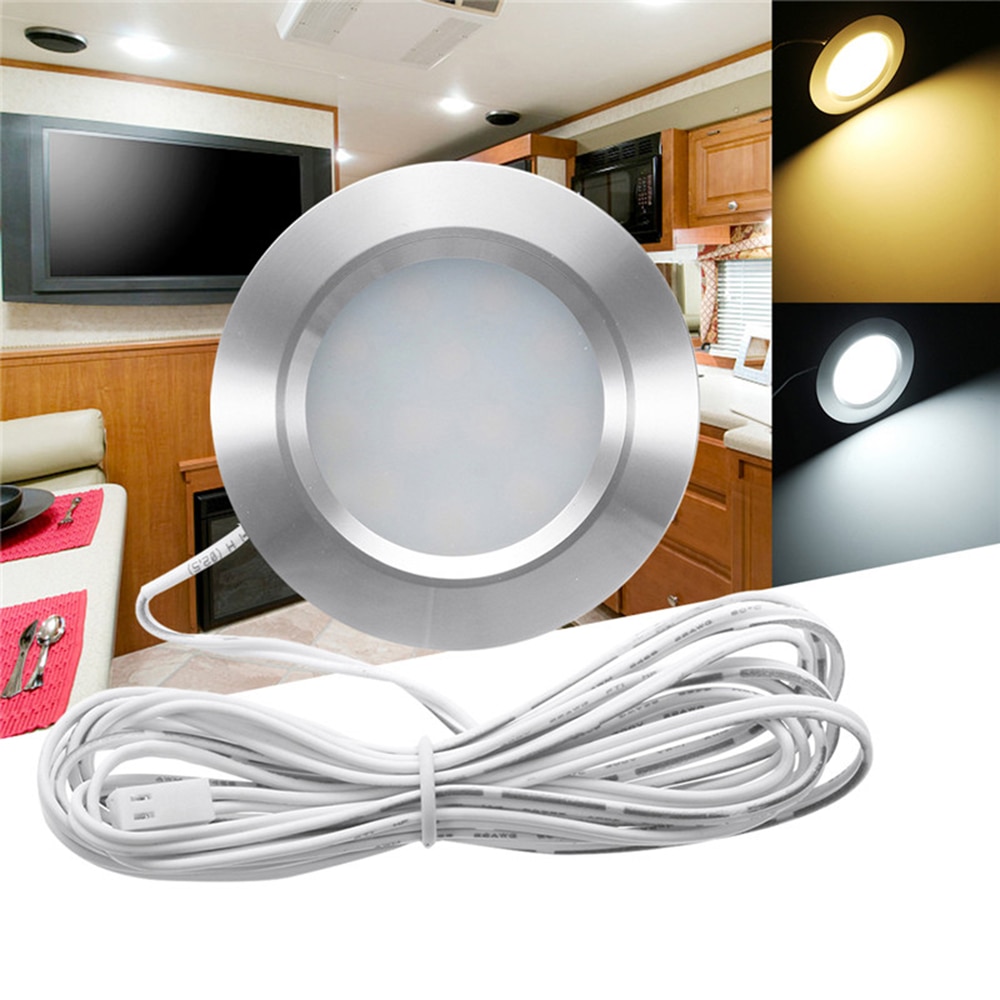 12V 12LED Recessed Ceiling Light Led Lights Round Shape Ultra-Thin Camper Interior Lighting Downlight with Cable Car accessories