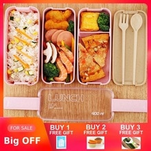900 Ml 3 Lagen Bento Box Milieuvriendelijke Lunchbox Voedsel Container Tarwe Stro Materiaal Microwavable Servies Lunchbox