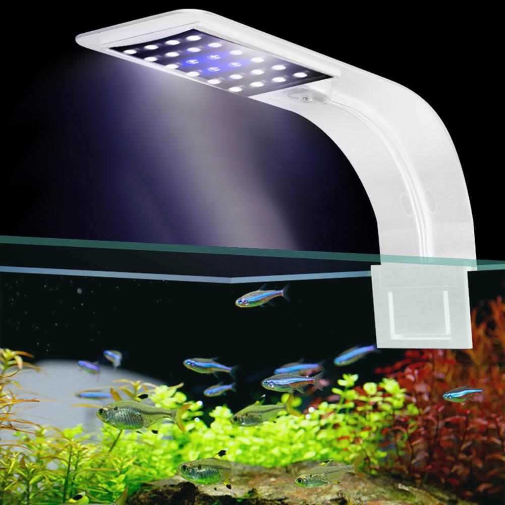 Super Slim LED Aquarium Light Lighting plants Grow Light 5W/10W/15W Aquatic Plant Lighting Waterproof Clip-on Lamp For Fish Tank: White Blue White