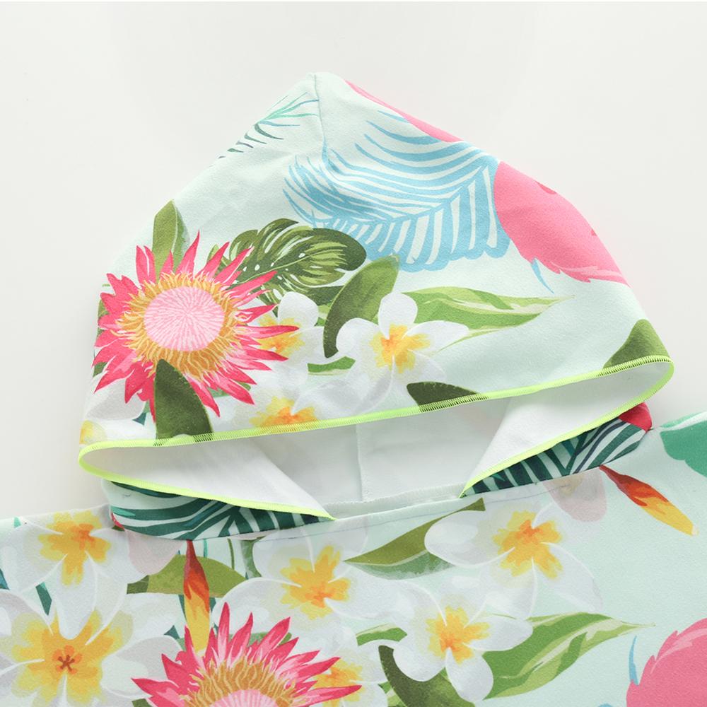 ED-Lumos Toalla de baño con Capucha para niño niña Poncho Playa Infantil Microfibra Albornoz 4-7 años Flamenco Azul