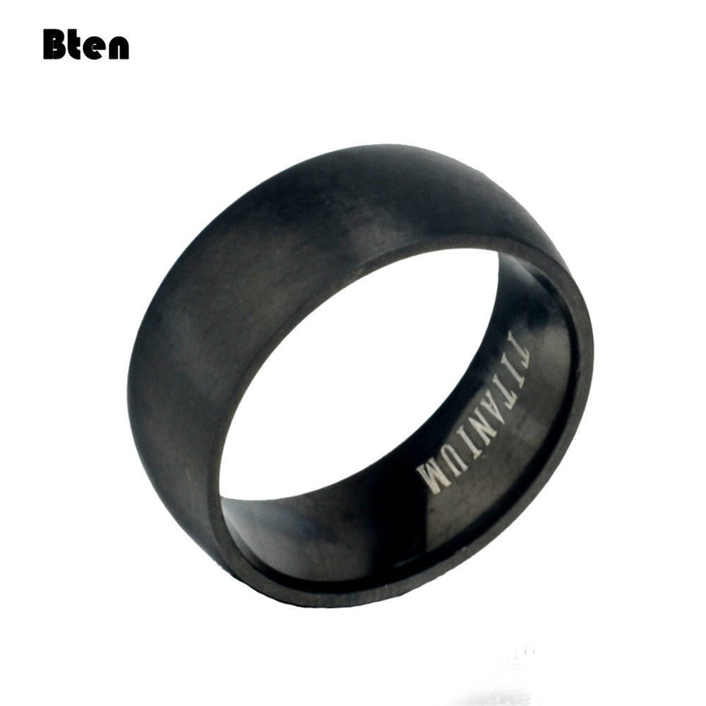 Bten Men's Black Titanium Ring Matte Finished Classic Engagement Anel Jewelry For Male Wedding Bands