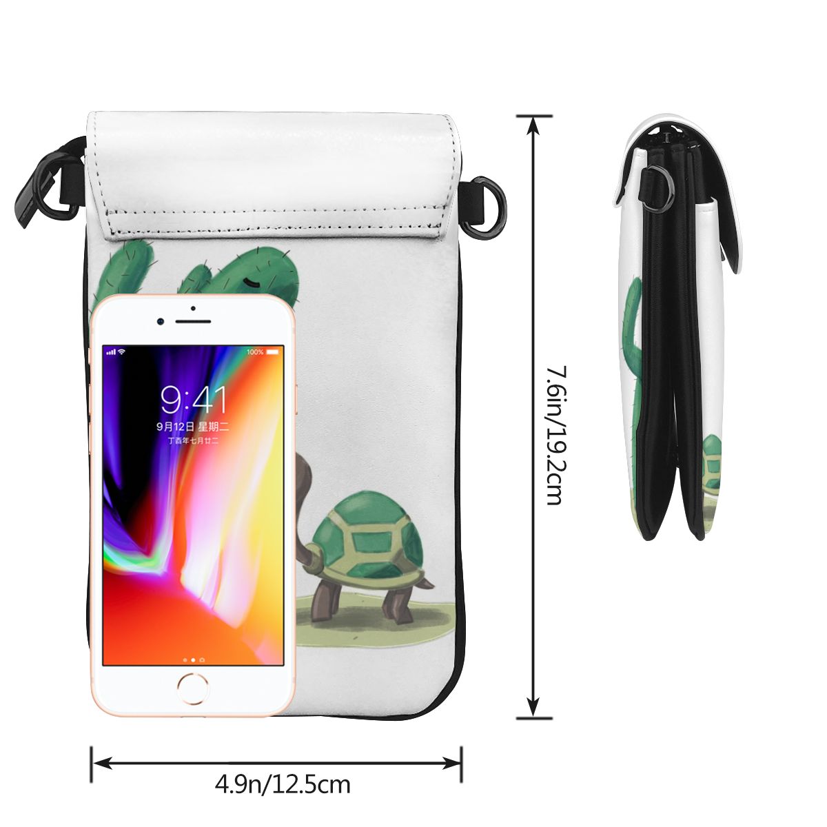 Tortoise Eating Cactus Shoulder Bag House Plant Aesthetic Leather School Women Bags Student Bulk Purse