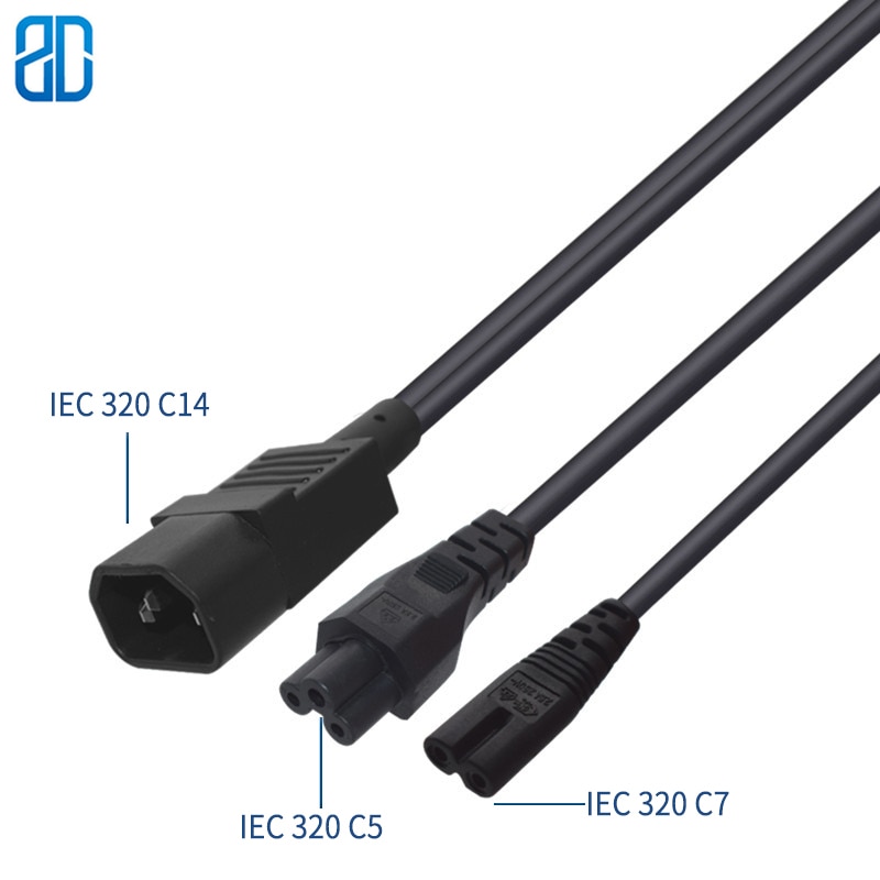 0.3M C14-C5 + C7 IEC320 C14 Male Naar IEC320 C15 + IEC320 C7 Vrouwelijke Ac Power Extension Cable Cord adapter Koper Voor Pdu/Ups 10A 250V