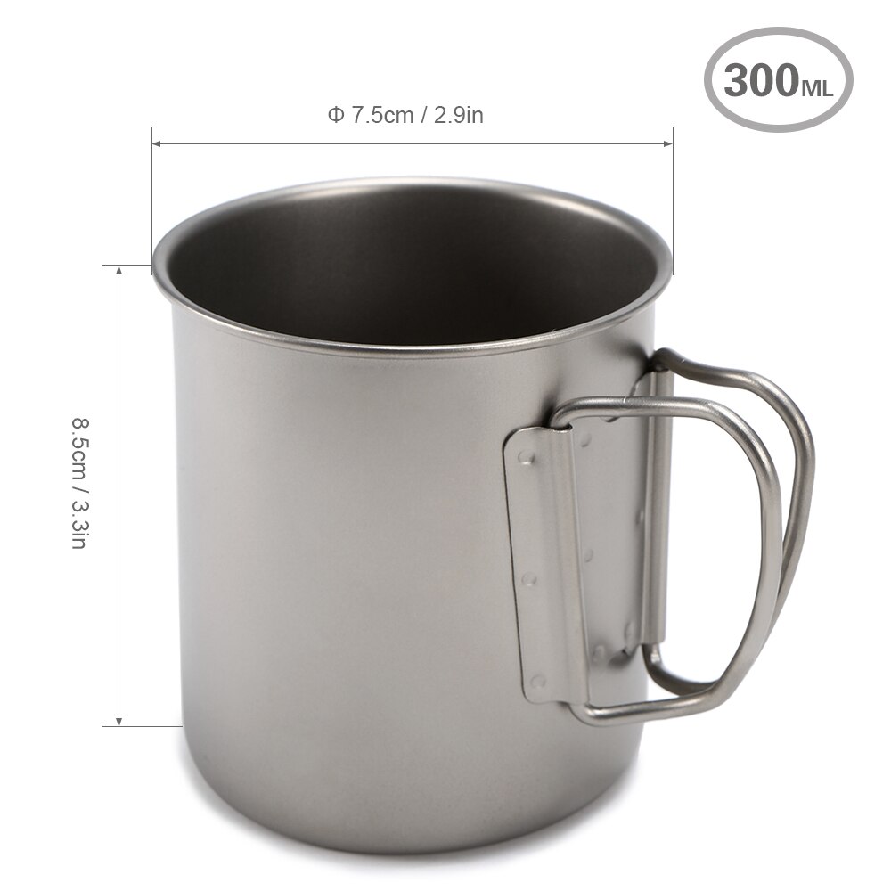 Ultraleggero in Titanio all'aperto Tazza Tazza Portatile di Campeggio di picnic Tazza di Acqua con Manico Pieghevole 300ml / 400ml / 450ml / 750ml: bianca