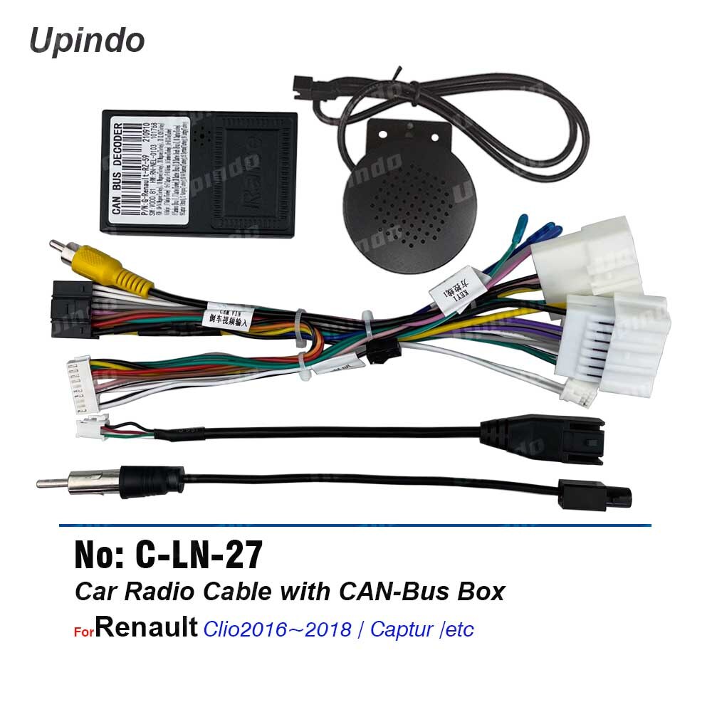 Car Radio Cable with CAN Bus Box Power Wiring Harness Connector Adapter for Renault Clio Captur Android Multimedia Player