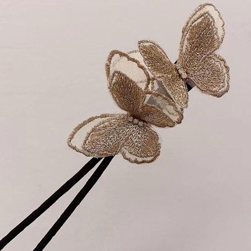 Butterfly Hair Bun Maker Butterfly Hairpin Heandband Fashionable for Women Girls: Yellow