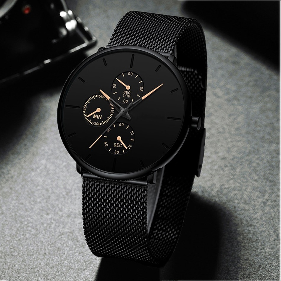 Heren Horloge Mannen Ultra-Dunne Rvs Business Heren Horloges Top Brand Luxe Reloj Hombre Montre Homme