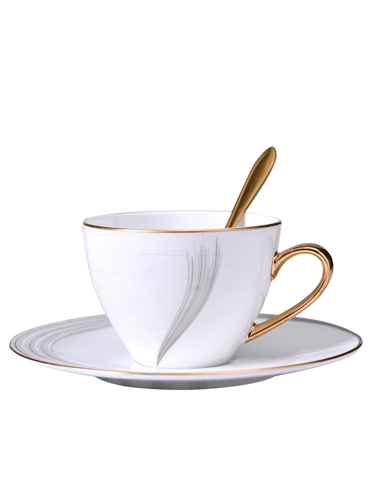Set di tazze da caffè di lusso con bordo in oro Set di tazze da tè in ceramica creativa e piattino regalo porcellana semplice Tazas Cafe tazza da tè nordica AC50BD: Style2