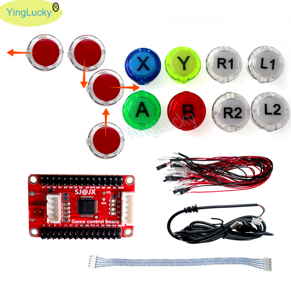 Kit de bricolaje de Joystick Arcade, Kit Hitbox se utiliza para piezas Hitbox, codificador arcade USB de retardo cero: Rojo