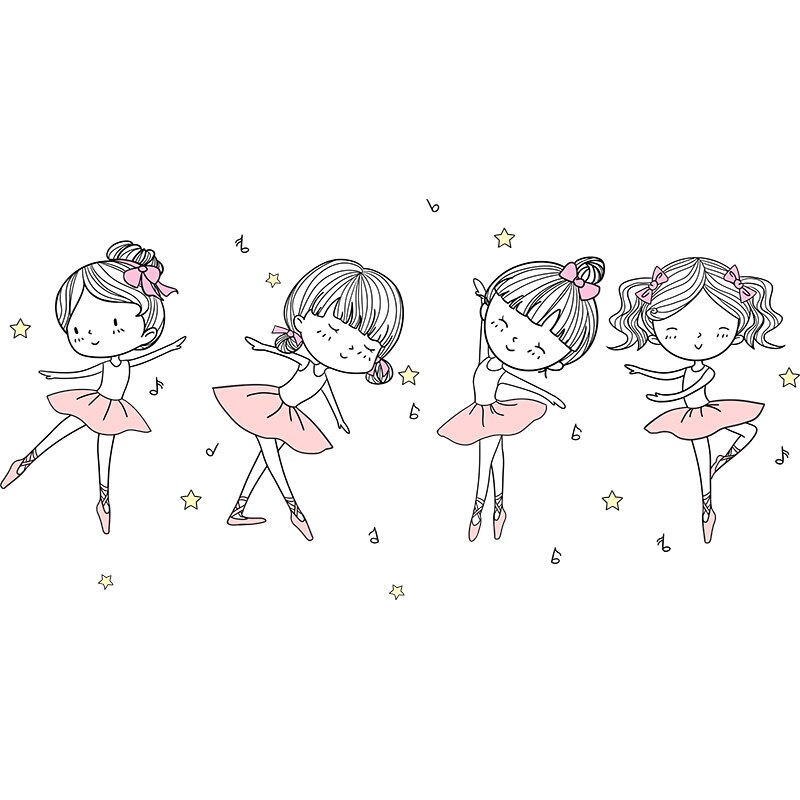 [shijuekongjian] tegneserie pige danser wallstickers gør-det-selv mælkebøtte blomster vægklistermærker til børneværelse baby soveværelse boligindretning