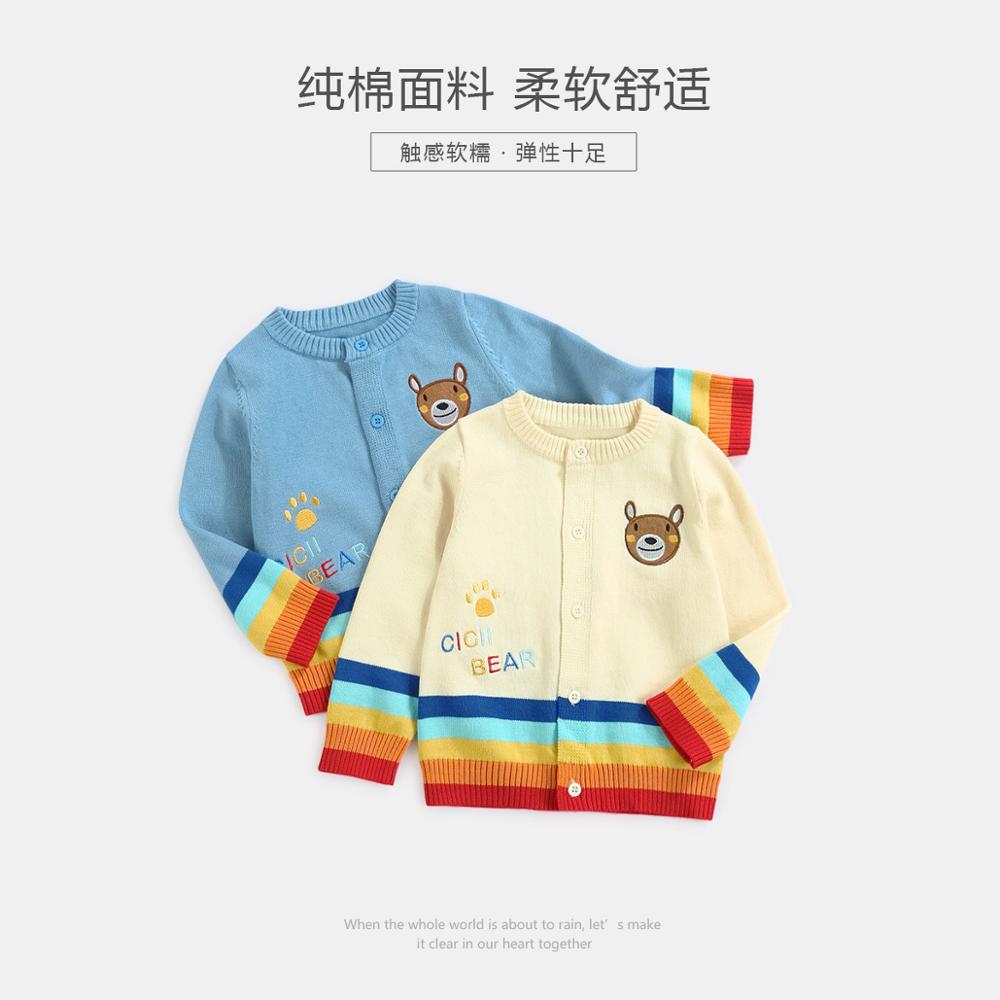 Ciciibear forår efterår bomuldstrøje top baby børnetøj drenge piger strik cardigan sweater børn forårstøj