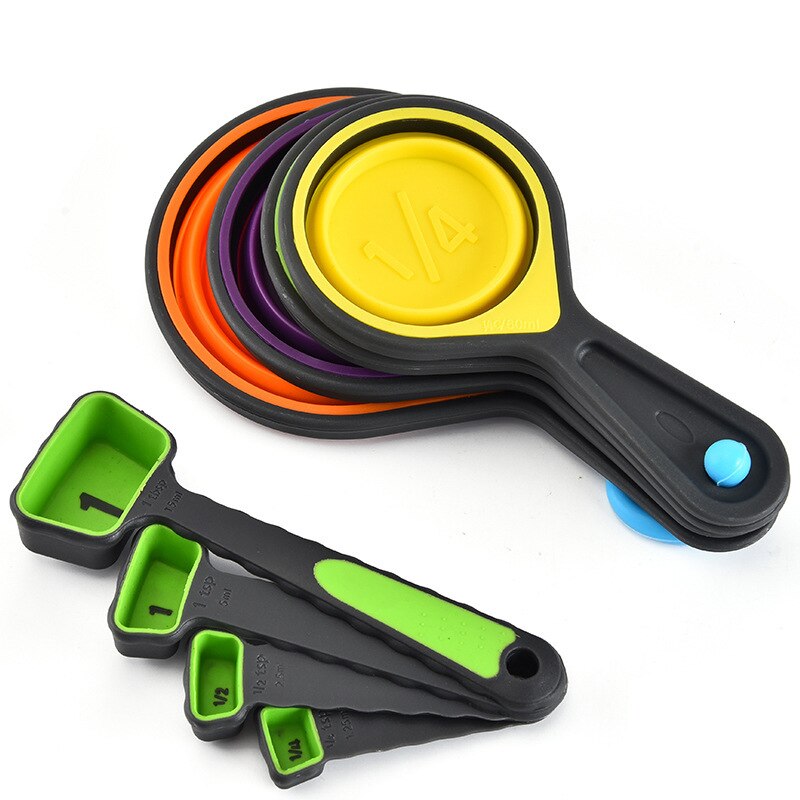 Colour Folding Measuring Spoon Set Silica Gel Measuring Cup Measuring Spoon Set 4 Baking Tools Measuring Spoon Set