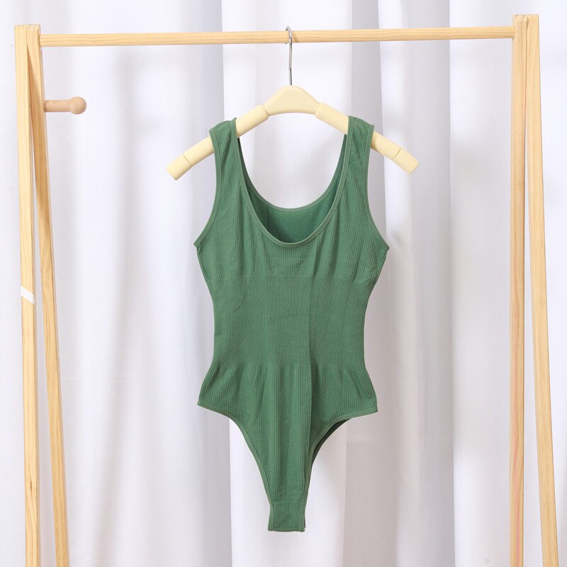 Kvinder tank top mave kontrol bodysuit shapewear top slim bodyshaper tank top sexet kvindelig sømløs undertøj camisole: Grøn