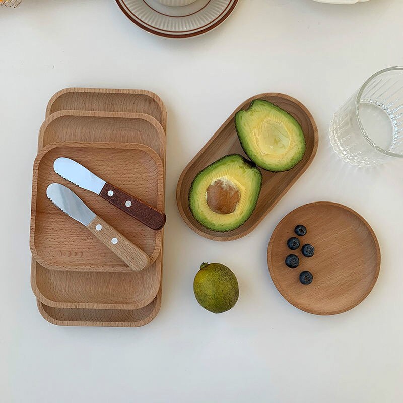 Wooden Bamboo Serving Tray Tea Cup Saucer Trays Fruit Plate Storage Pallet Plate Decoration Food Rectangular Plate Holder Mat