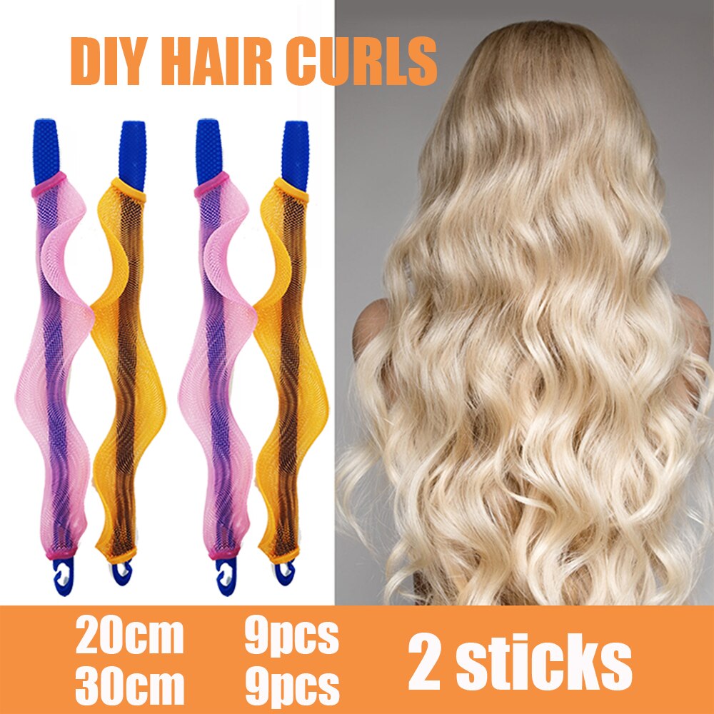 Hair Curlers Rollers Not-Waveform Spiral Curls Snail Shape Rollers Spiral Round Curls DIY krulspelden Rizos En Espiral: 20 30cm 18pc 2 stick