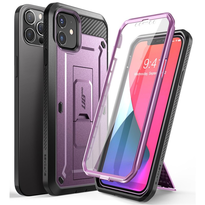 Voor Iphone 12 Case 12 Pro Case 6.1 ") supcase Ub Pro Full-Body Robuuste Holster Cover Met Ingebouwde Screen Protector & Kickstand: Purple