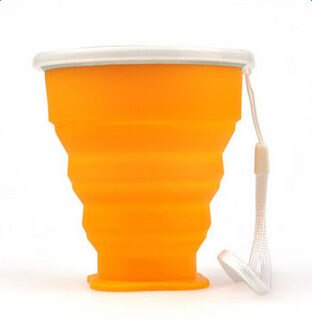 Silicone Retractable Cup Potable Telescopic Collapsible Cup Travel Outdoor Camping Hiking Water Folding Bottle Coffee Hand Cup: Orange
