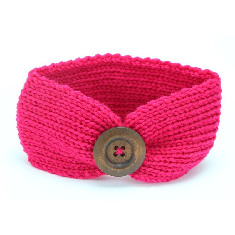 botón nudo de cintas para el pelo del bebé niñas gorro suave encantadora turbante para bebé recién nacido Crochet diademas de chica: rose red