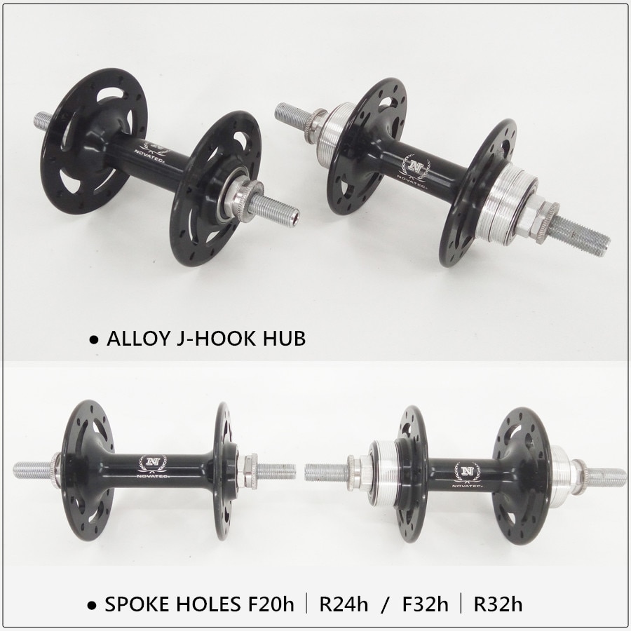 440g Novatec fixed gear hub alloy CNC 17T front 20h 32h rear 24h 32h Black J hook track wheel hub