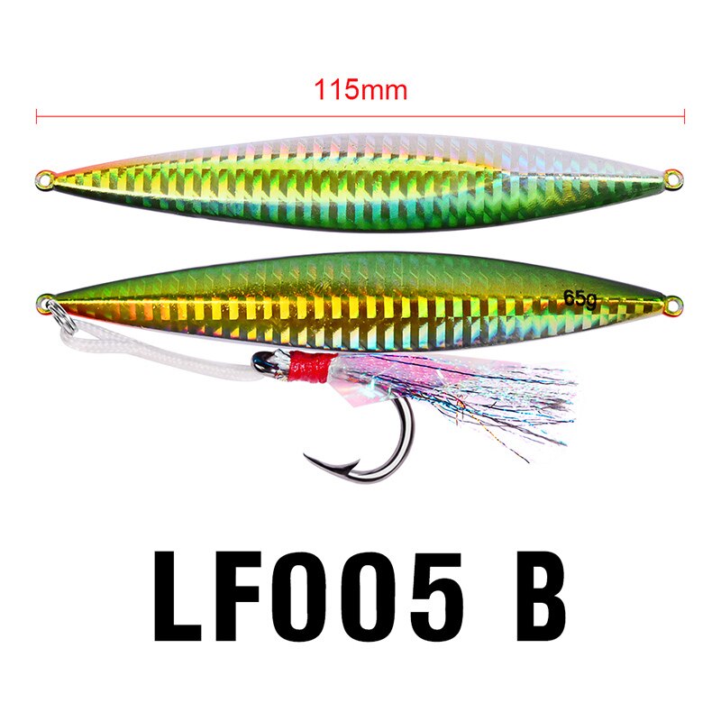 Leurre de pêche au gabarit 1 pièce leurres de poisson au plomb holographique à pas lent poids 65g-2.3oz matériel de pêche 11.5cm crochets appâts de bateau: Color B / without hook