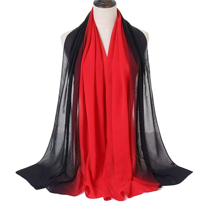 Laven Newest Gradient Bubble Chiffon Scarf Women Muslim Hijab Large Size Ombre Scarves Chiffon Shawl Female Islamic Bandana: 2