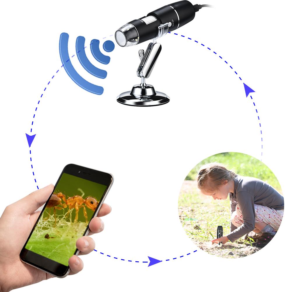 1000X/1600X Wifi/USB Microscope Digital Microscope Magnifier Camera 8LED w/Stand for Android IOS iPhone iPad Microscope