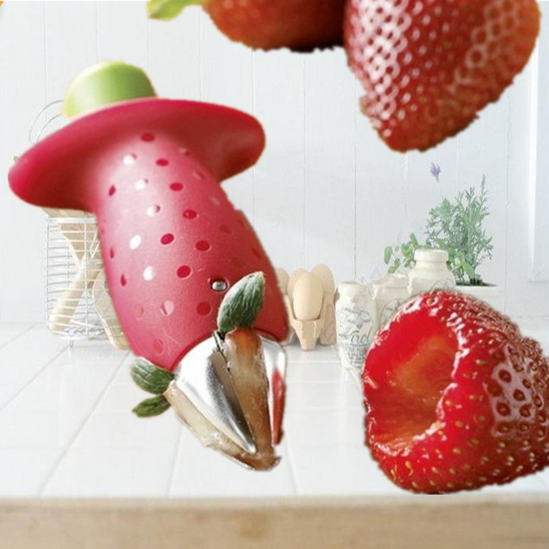 Tallo de fresa con hojas de baya, extractor de gemas, cortador de frutas, herramienta de cocina manual