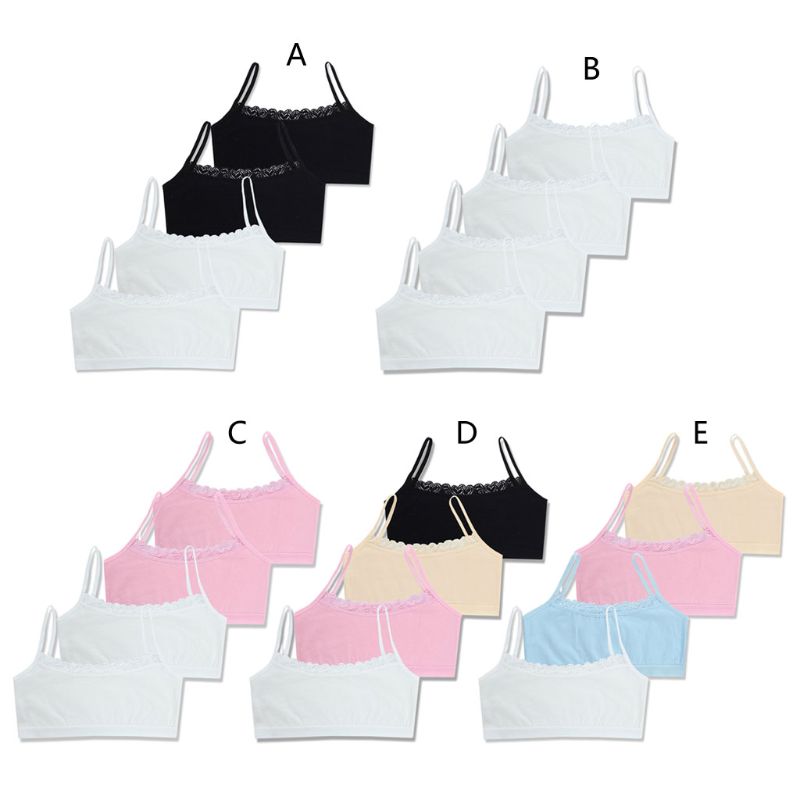 4 pz/lotto pizzo cotone ragazze formazione reggiseno bambini reggiseni bambini gilet adolescenti biancheria intima adolescente