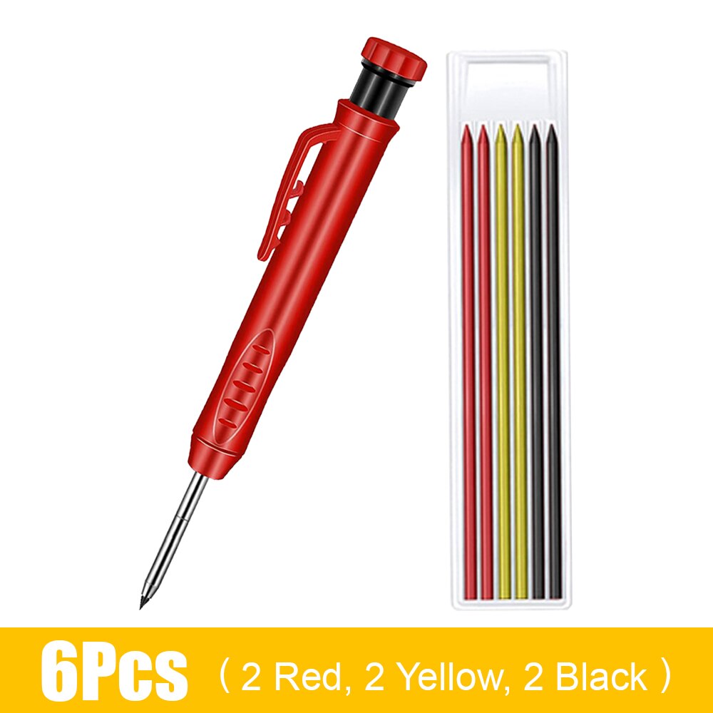 Solidny stolarz ołówek robić obróbki drewna znakowanie narzędzia robić prac budowlanych rysowanie Scriber z wbudowaną ostrzałką: 6 szt zestaw  A