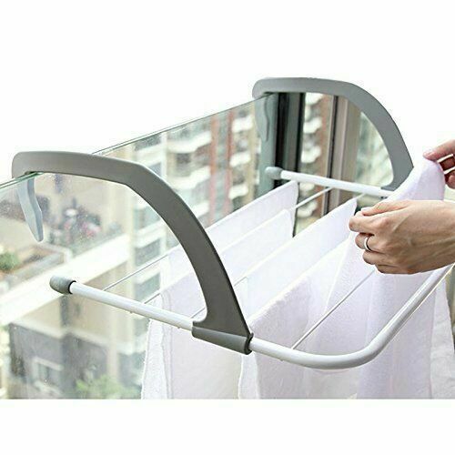 Multifuction solid grå radiator håndklæde / tøj foldestang airer tørretumbler 5 skinne bar holder hjemme opbevaring